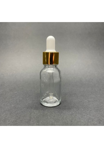 15ml Şeffaf Cam Damlalıklı Şişe , Gold Metalik Kapak , 15 Cc Sa