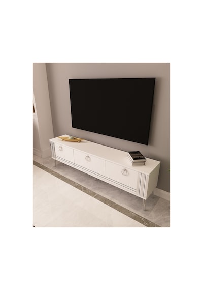 Lora 150 Cm Tv Ünitesi Tv Sehpası Beyaz - Gümüş Beyaz