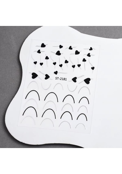 Gümüş Kalp Ve Şerit Tırnak Sticker Kalp Tırnak Etiketi Nail Art 2181s