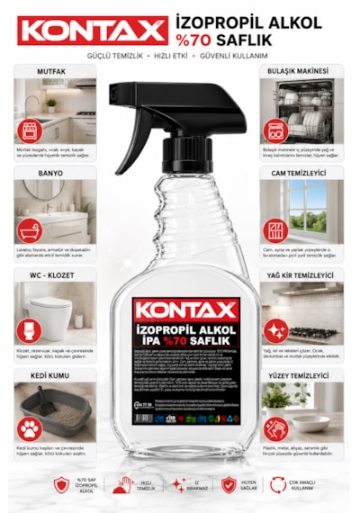Kontax İzopropil Alkol %70 Saflıkta 1 Lt Saf İpa Tekli