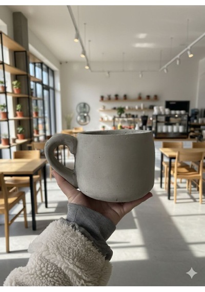 ''coffeelover'' Serisi Kulplu Beton Saksı
