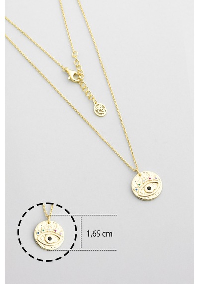 So Chic Mistik Göz 18 Ayar Sarı Altın Kaplama 45 Cm Gümüş Kolye Sarı