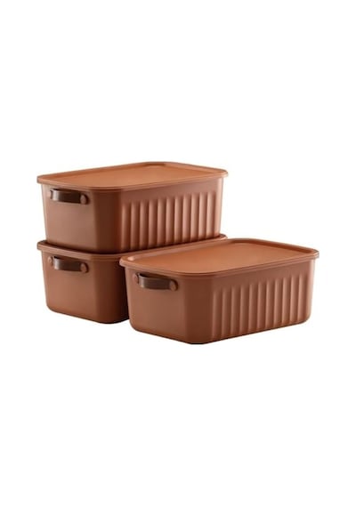 35x25x14 Cm Boyutlarında Kiremit Renk Kapaklı Saklama Kutusu, Dekoratif Organizer 0