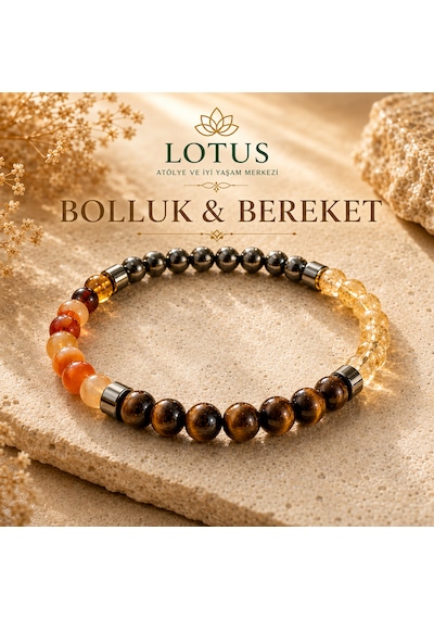 Bolluk & Bereket Doğal Taş Bilekliği Sitrin, Kaplangözü & Pirit