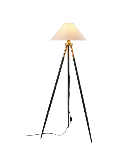 Cosby Siyah-eskitme Kaplamalı Tripod Metal 3 Ayaklı Lambader Krem