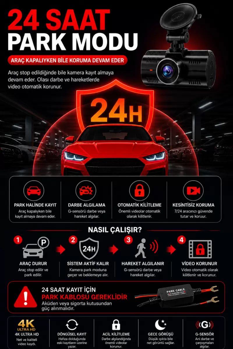 4k Araç İçi Kamera 3 Kameralı Ön-arka-iç Wifi Gps Park Modu Gece Görüşlü Araç İçi Kamera F6 Dash Cam