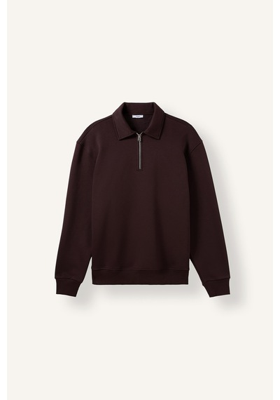 Defacto Pamuklu Regular Fıt Polo Yaka Kalın Kumaş Sweatshirt H1833ax26aubn340 Kahve-bn340