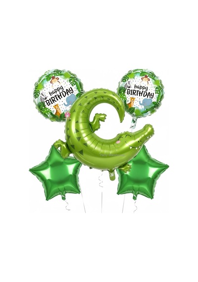 Yüksek Kalite 25 Adet Timsah Safari Konsept Folyo Balon Seti Timsah Folyo Balon Doğum Günü Balonu Yeşil