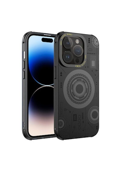 Apple Uyumlu iPhone 14 Pro Wireless Şarj Özellikli Desenli Hot Kılıf-siyah