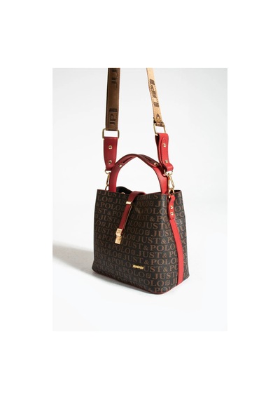 Just Polo Kadın Orta Boy Su Geçirmez Günlük Şık El Ve Omuz Çantası Ebat 23 X 18 Cm Shoulder Bag Kahverengi - Kırmızı