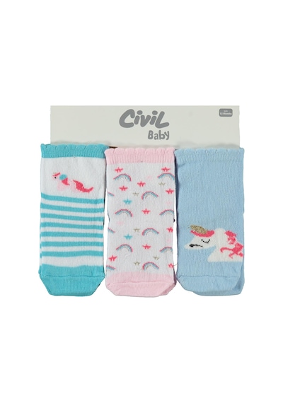 Civil Baby Unicorn 3'lü 6 - Bebek Kız Çorap Set  - Standart D3E08029426W1
