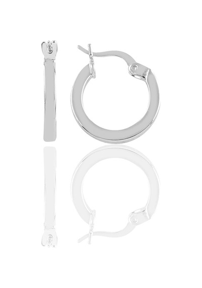 Gümüş Rodyumlu 14 Mm Şarnel Halka Küpe