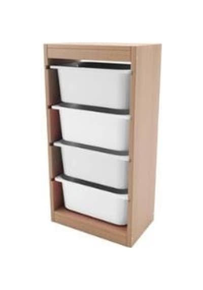 Ahşap Mdf 4 Raflı Plastik Çekmeceli Düzenleyici Asorti