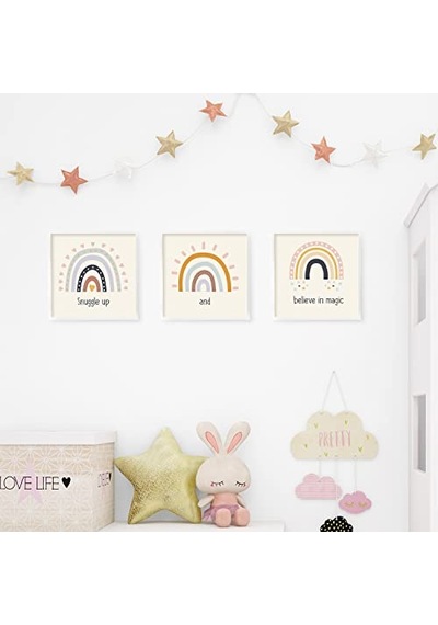 Odasına Özel Minimal Gökkuşağı Tasarımlı Çerçeve - 20x20 Cm Yeniden Kullanılabilir Yapışkanlı