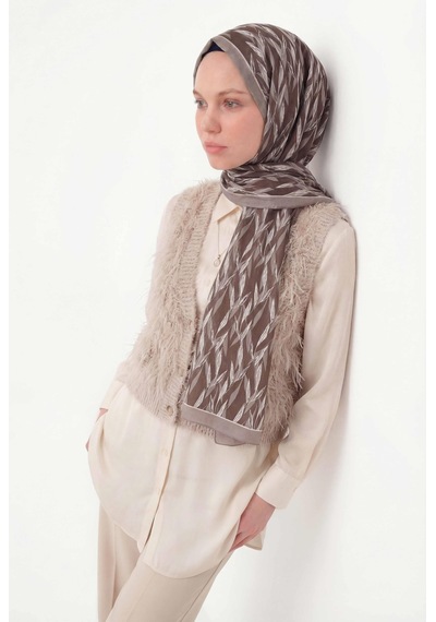 Silk Home Yaprak Desen Soluk Lila 75x195 Soft Şal Çok Renkli