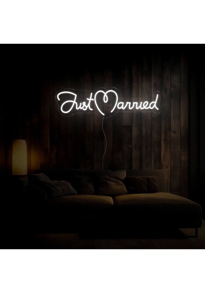Just Marrıed Yazılı Neon Tabela Beyaz