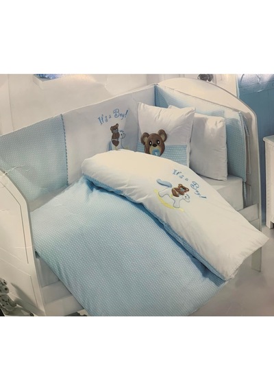 Maribor Baby Cute 7 Parça Bebek Nevresim Uyku Seti Mavi