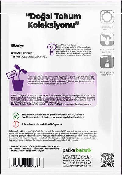 50 Adet Biberiye Tohumu (Rosmarinus Officinalis L.)