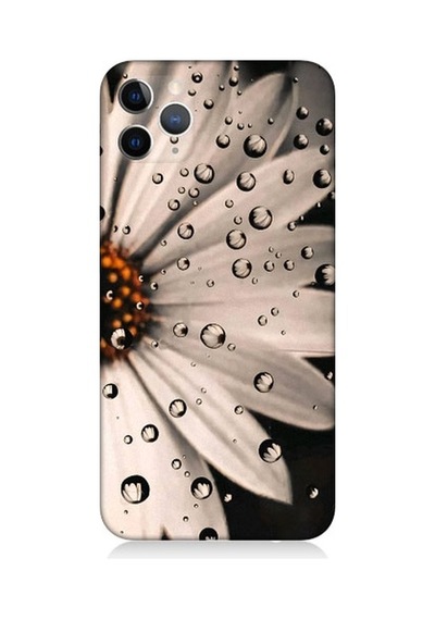 Apple Uyumlu iPhone 11 Pro Papatya Ve Su Damlaları Desenli Silikon Kılıf