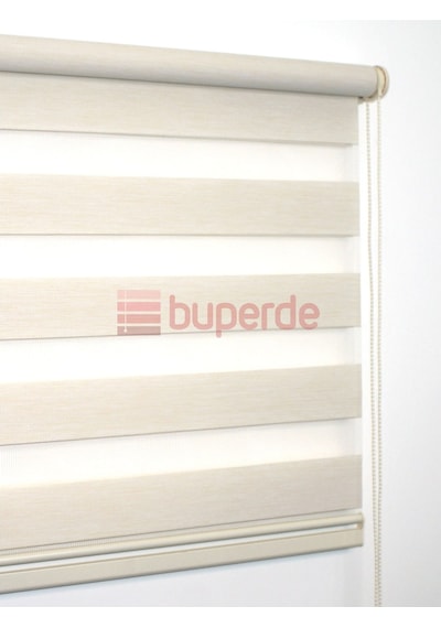 Buperde Ekru (Açık Krem) Eko Bambu Zebra Stor Perde