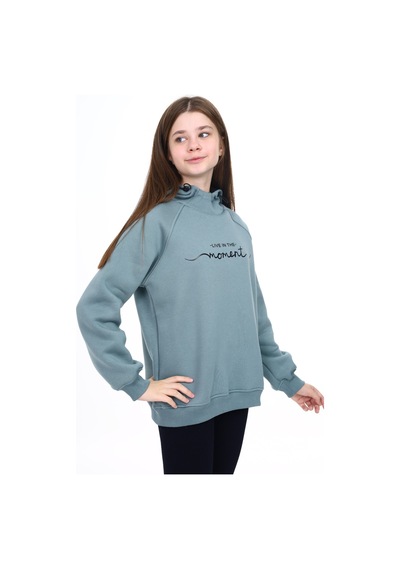 Toontoy Kız Çocuk Baskılı Sweatshirt Açık Mavi