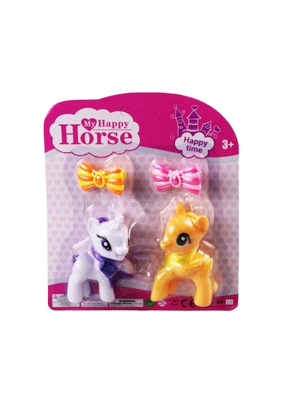 2'li Sevimli Pony Ve Unicorn Figür Oyuncak Seti - Tokalı Aksesuar Hediyeli