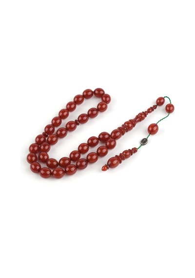 Sıkma Kehribar Orijinal Usta İşi İmzalı Beyzi Kesim 11.5x14mm Tesbih