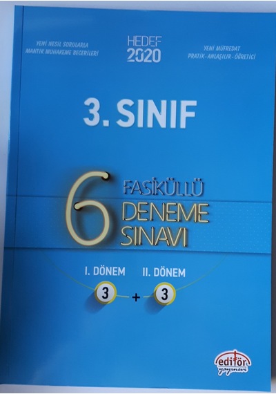 3.Sınıf 6 Deneme 2019 Yılı Basım Editör Yayınları