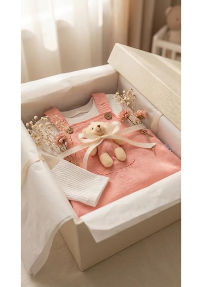 Wizly Baby Oyuncak Ayılı Kenet Jile Ve Body Takım Somon