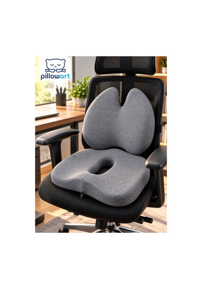 Oto Sırt Ve Oturma Destek Minderi Uzun Yol İçin Ergonomik Visco 2 Li Set