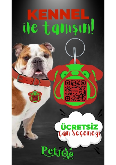 Petjoo 16.Kennel Yeşil-Kırmızı Qr'lı Köpek Künyesi
