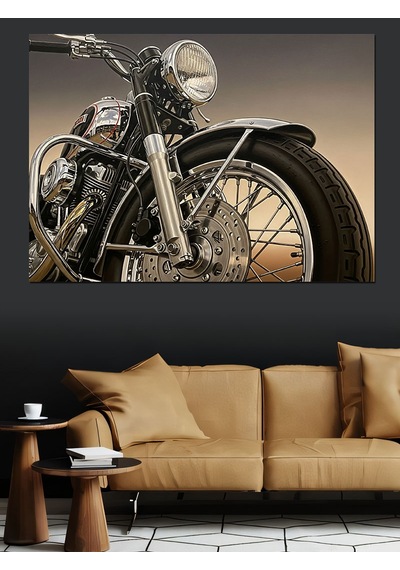 Klasik Harley Davidson Motor Dekoratif Kanvas - Mdf Ahşap Tablo