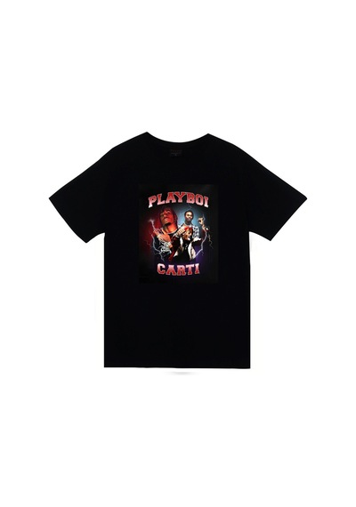Stoned&Fame Playboi Carti Baskılı Unisex %100 Pamuk Siyah T-shirt SIYAH