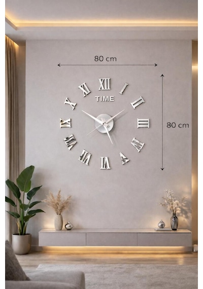 Arliadesign Dekoratif 3d Duvar Saati Pleksi Silver /rakam Boyları 7 X 10 Cm Arkaları Sünger Değildir 3 Mm Mdf