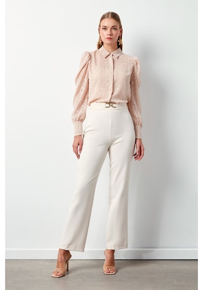 Sateen Aksesuar Detaylı Pantolon - Bej