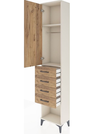 Arges Dolap 2 Raflı 4 Çekmeceli Tek Askılı 44x30x221 Aytaşı-çam Aytası