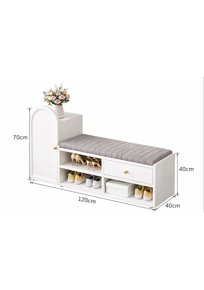 Kidy Woody Modern Oturaklı Puflu Ayakkabılık Beyaz Çok Amaçlı Antre Dolabı 120x40x70 Cm - Mdf Kapaklı Kidy Woody Modern Oturaklı Puflu Ayakkabılık Beyaz Çok Amaçlı Antre Dolabı 120x40x70 Cm - Mdf Kapaklı