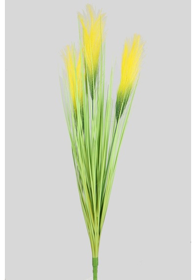 Yapay Çiçek Deposu Yapay Kabarık Tüylü Saz 72 Cm Yeşil-sarı