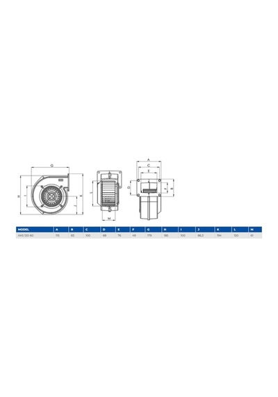 Aircol Aks 120-60 Radyal, Salyangoz Ve Kalorifer Kazanı Fanı 250 M³/h 2300 Rpm