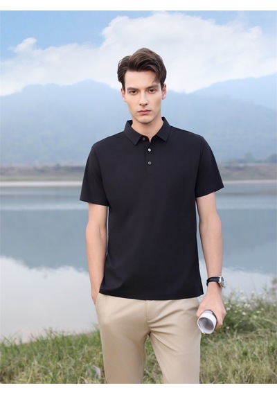 New Performance Premium Polo T-shirt 67.1% Nylon 22.0% Pamuk 10.9% Spandex Siyah