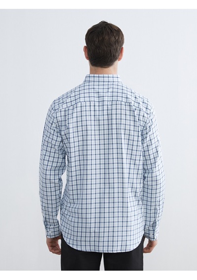 Lcwaıkıkı Classic Mavi Regular Fit Ekose Gabardin Erkek Gömlek