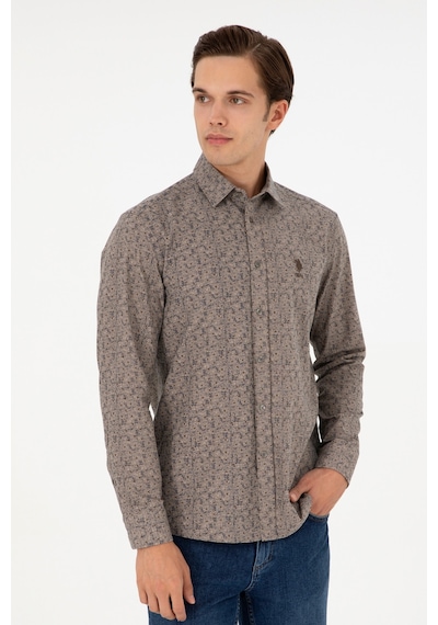 U.s. Polo Assn. Erkek Kum Gömlek Desenli 50296608-vr085 Kum