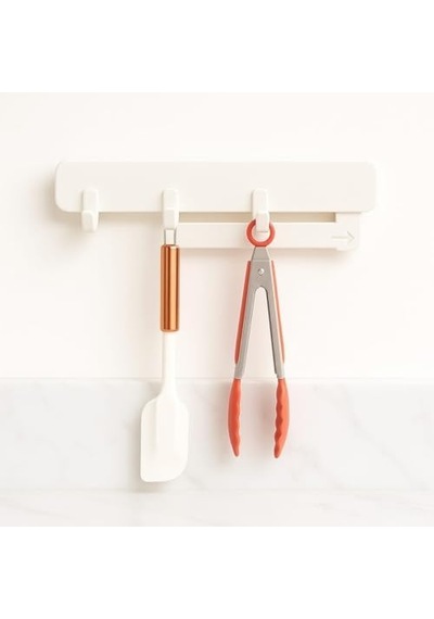 Yapışkanlı Duvar Askılığı 26 Cm 4 Kancalı, Delmeden Montajlı Plastik Askı, Banyo, Mutfak Ve Kapı Arkası Kullanım İçin