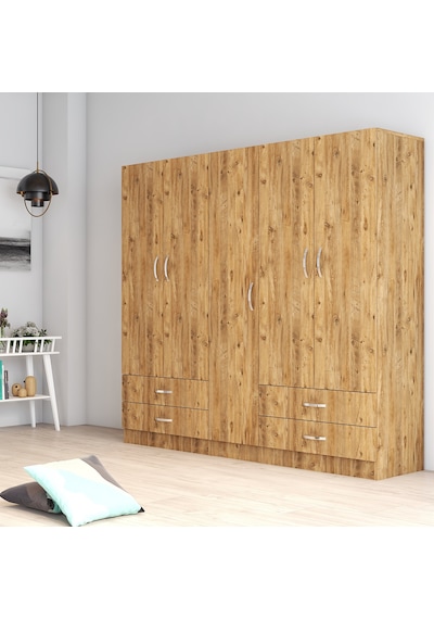 tanmob 5 Kapılı Dört Çekmeceli Geniş Gardrop Çam- Grd0702 tanmob 5 Kapılı Dört Çekmeceli Geniş Gardrop Çam- Grd0702