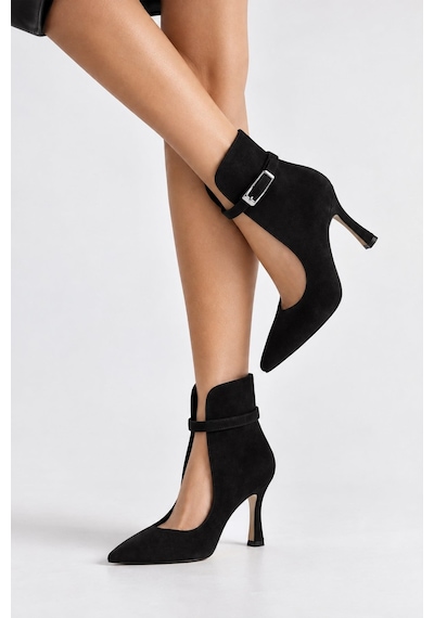 Preshley Kadın Neva Siyah Süet Sivri Burun İnce Topuklu Kemer Detaylı Pencereli Şık Kadın Bot & Stiletto Preshley Kadın Neva Siyah Süet Sivri Burun İnce Topuklu Kemer Detaylı Pencereli Şık Kadın Bot & Stiletto