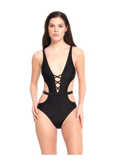 Too Salty Swımwear Kadın Siyah Derin Dekolteli Mayokini 23s107st Siyah