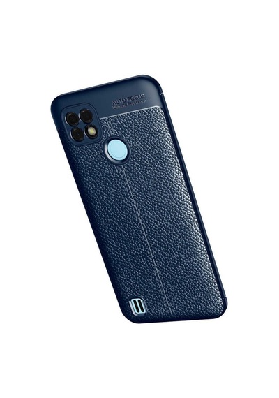 Smcase Realme C21 Kılıf Kamera Korumalı Deri Dokulu Niss Silikon Siyah