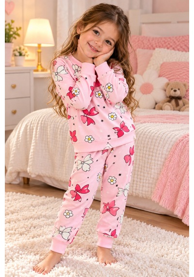 Üç Gül Ticaret Kız Çocuk 3-7 Yaş Fiyonklu Çiçek Desenli Pijama Takımı Pamuklu Şardonlu Pembe Üç Gül Ticaret Kız Çocuk 3-7 Yaş Fiyonklu Çiçek Desenli Pijama Takımı Pamuklu Şardonlu Pembe