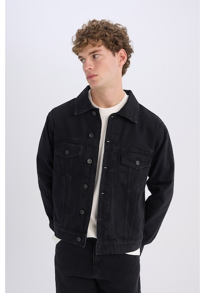 Defacto %100 Pamuk Regular Fit Jean Ceket E0962ax25spnm40 Siyah-nm40