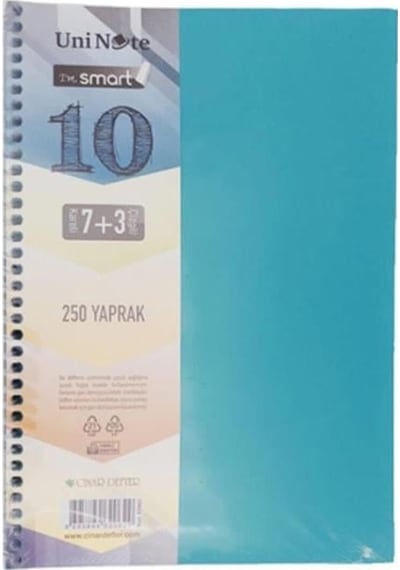 I'am Smart Plastik Kapak 250 Yaprak 7+3 Bölmeli Spiralli A4 Defter